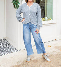 AnnieWear Everyday Edge Contrast Cardigan in grey - women's cardigan - view 4