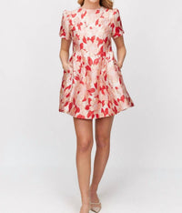 Before You - Floral Jacquard Mini Dress