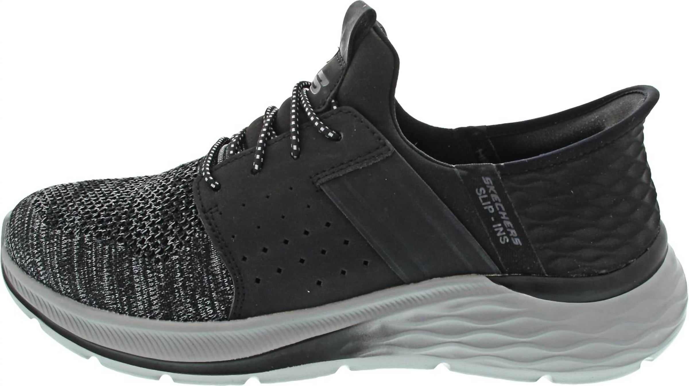 Skechers Men's Slip In Garner Newick Sneaker in garner newick sneaker in black - sneaker - detail view