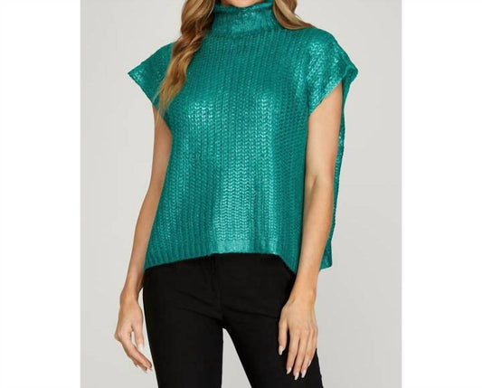 Style Usa - Metallic Foiled Sweater Top