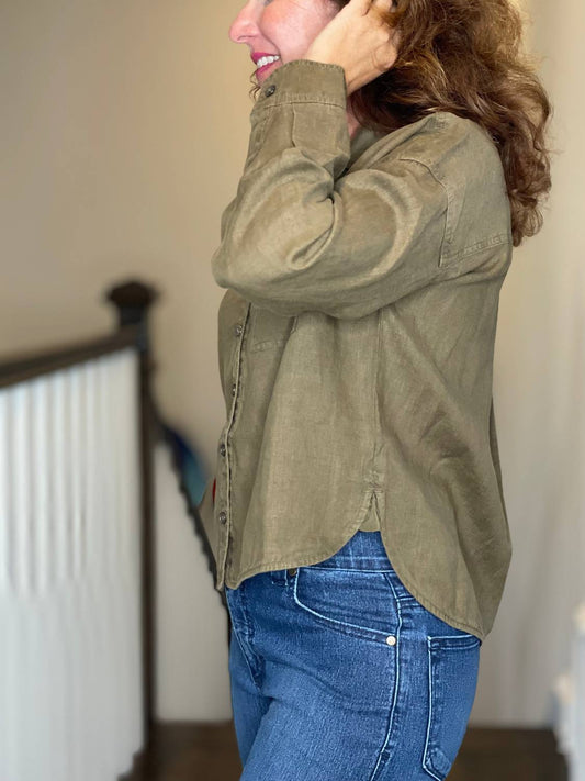 Michael Stars - Gracie Cropped Linen Shirt