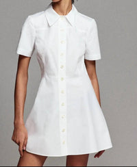 Frame - Flared Cotton Poplin Mini Shirt Dress