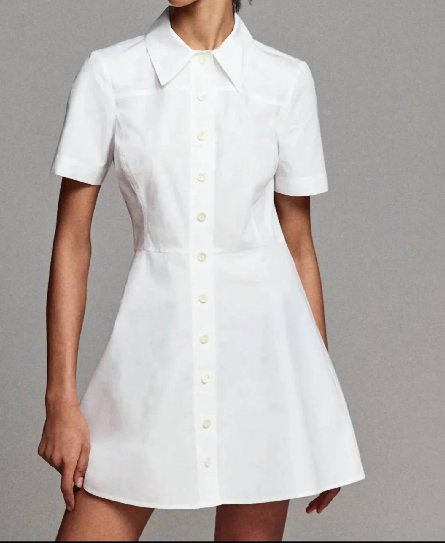 Frame - Flared Cotton Poplin Mini Shirt Dress