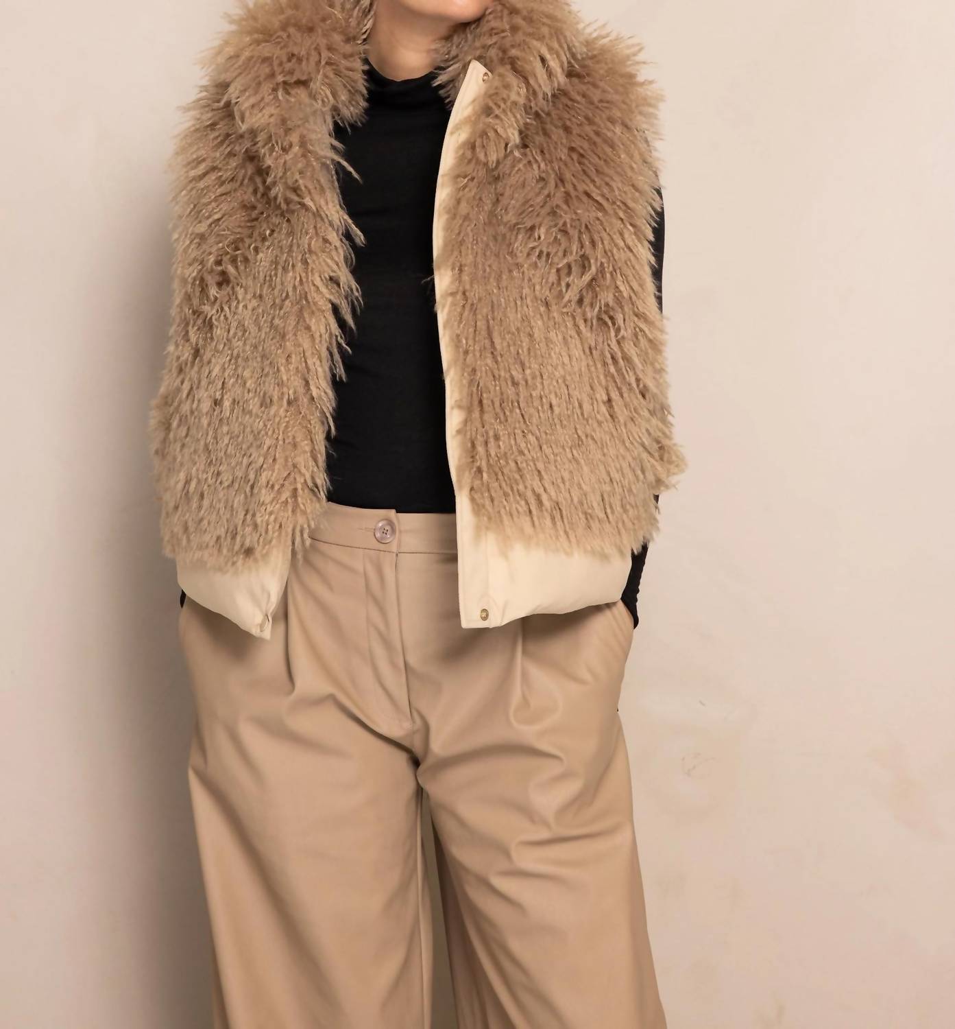 Zhrill Zhane Vest in taupe - women's jacket - detail view