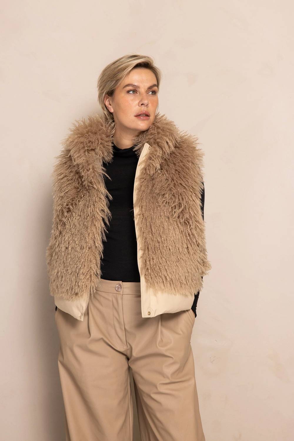 Zhrill Zhane Vest in taupe - women's jacket - alternate view