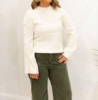 Charlie B - Long Sleeve Ribbed Crew Neck Sweater With Button Details