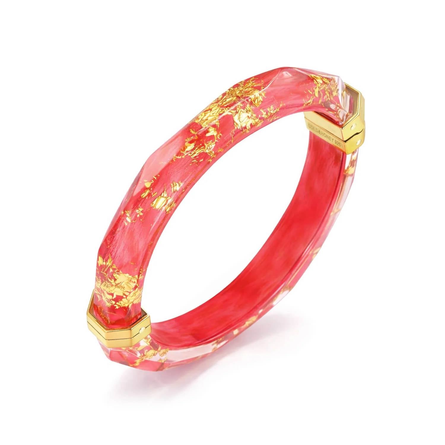Gold & Honey - Women's Thin Faceted Lucite Bangles