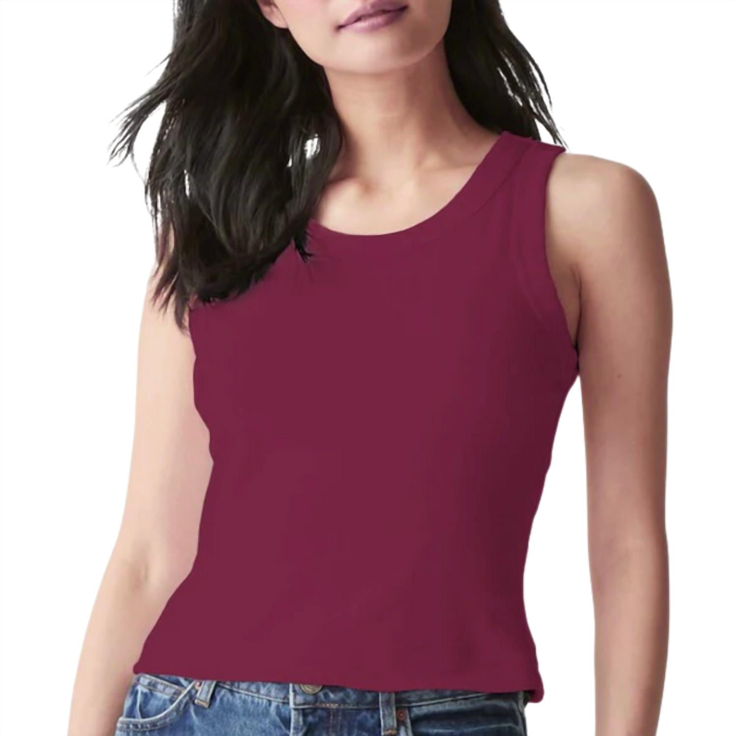 Michael Stars Women's Mina Cropped Tank Top in plum - women's tank top
