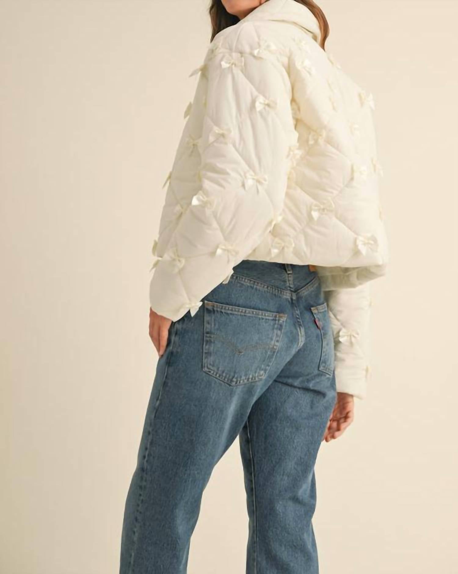 Mable - Women's Quilted Bow Detailed Jacket