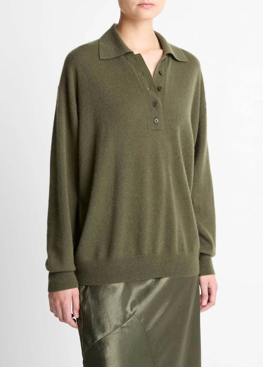 Vince - Cashmere-silk Wide-placket Polo Sweater