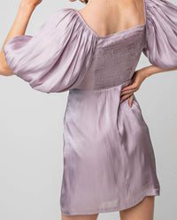 Easel Shiny Satin Puffy Sleeve Dress in mars - women's dress - alternate view