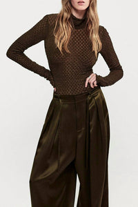 Frame - Mesh Lace Turtleneck Top
