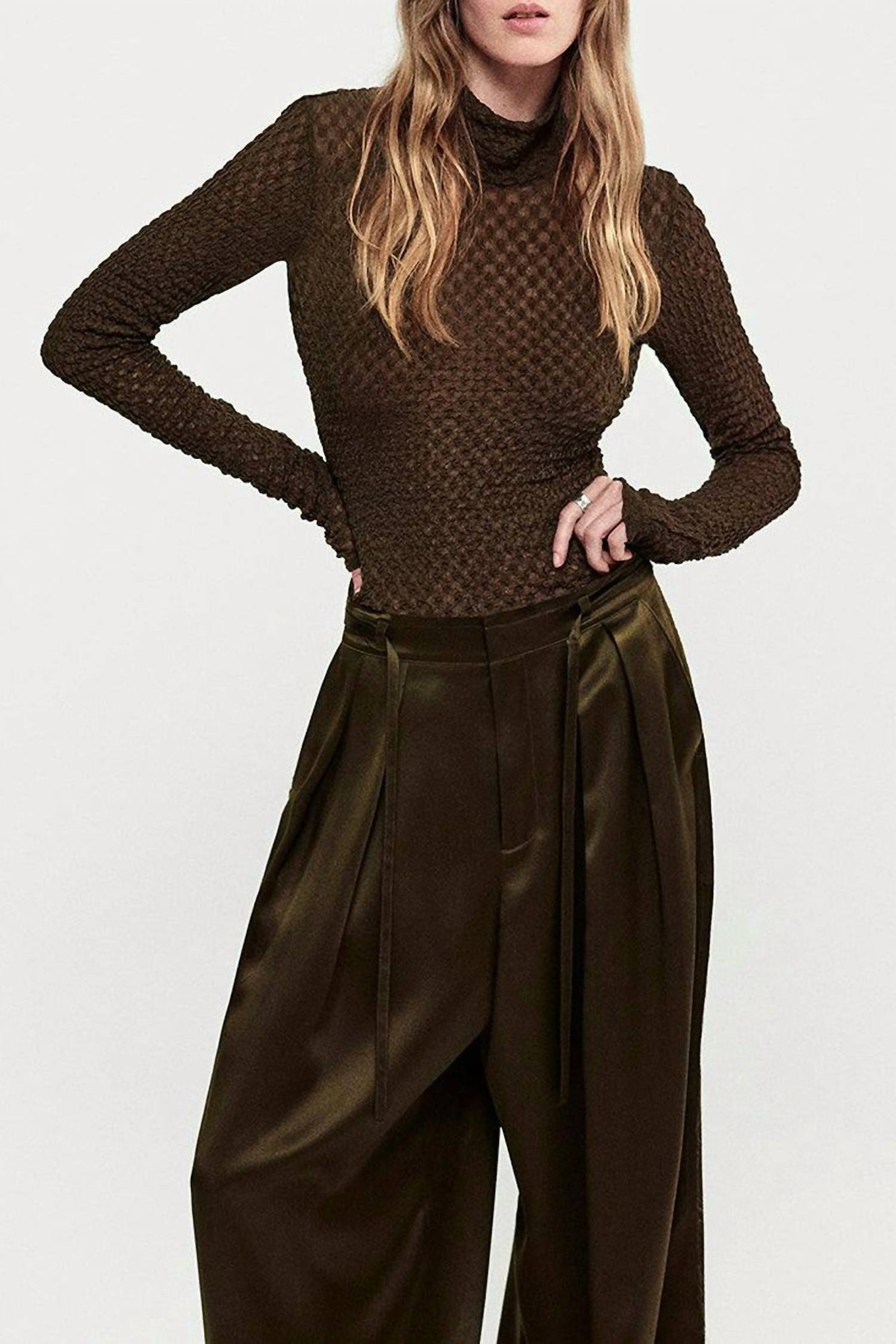 Frame - Mesh Lace Turtleneck Top