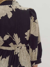 Entro - Floral Print Collared Midi Dress