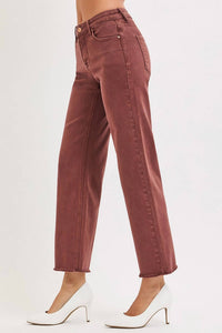 RISEN Mid Rise Ankle Wide Leg Pants in lurex chocolate - women's pants - alternate view