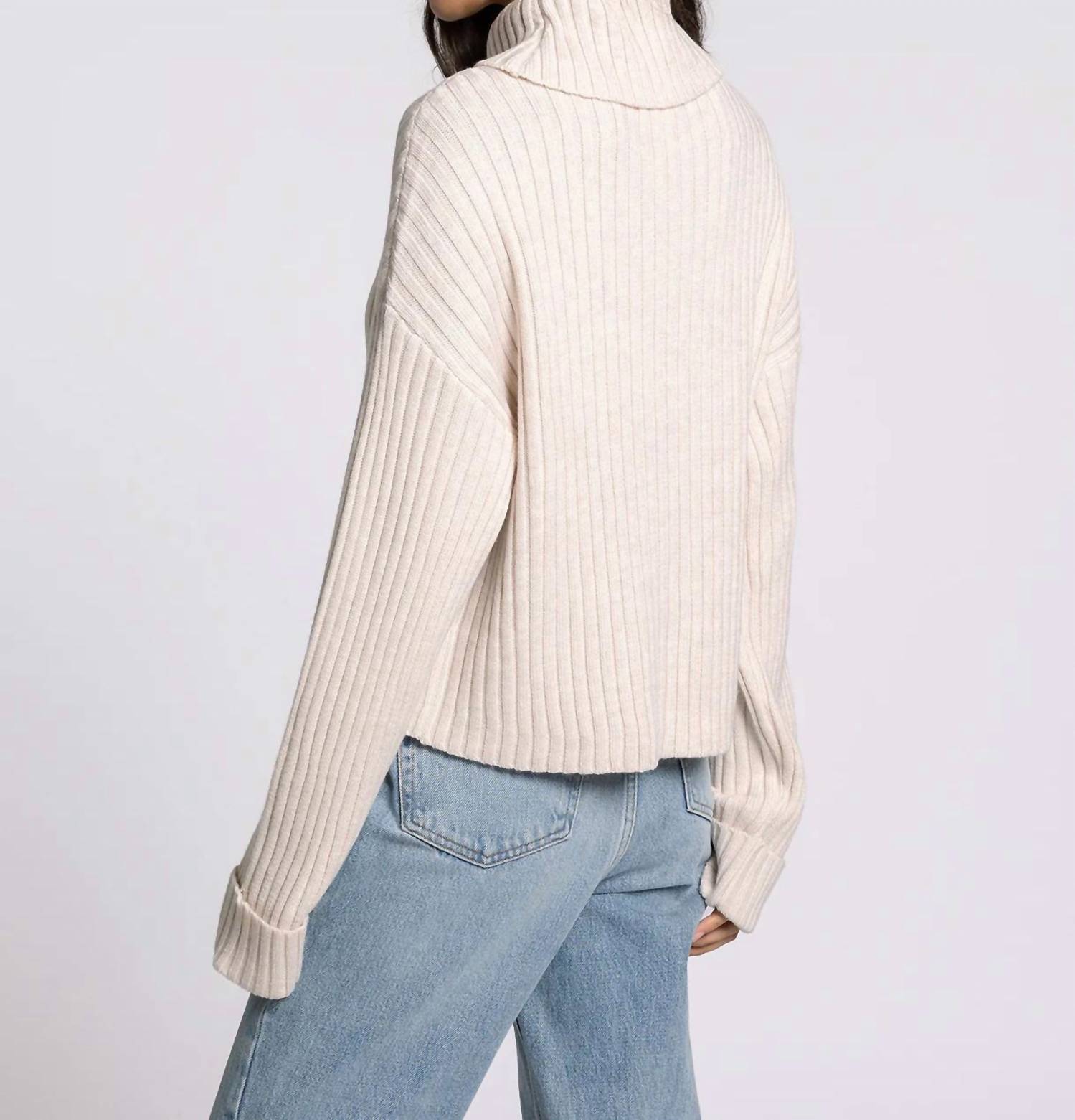Weekend Los Angeles Virginia Turtleneck Sweater in bone white - women's sweater - alternate view