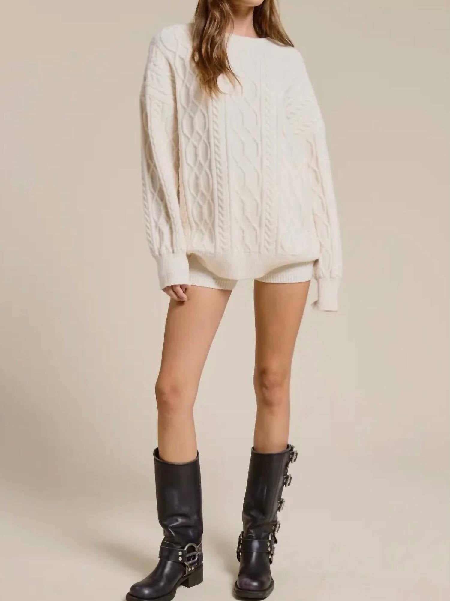 Mimosa - Cable Knit Sweater and Shorts Set
