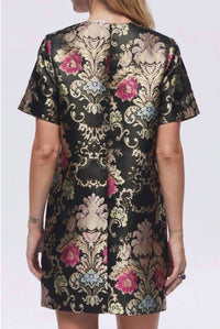 hermoza Joyce Floral Jacquard Embroidered Shift Mini Dress in black multi - women's dress - alternate view
