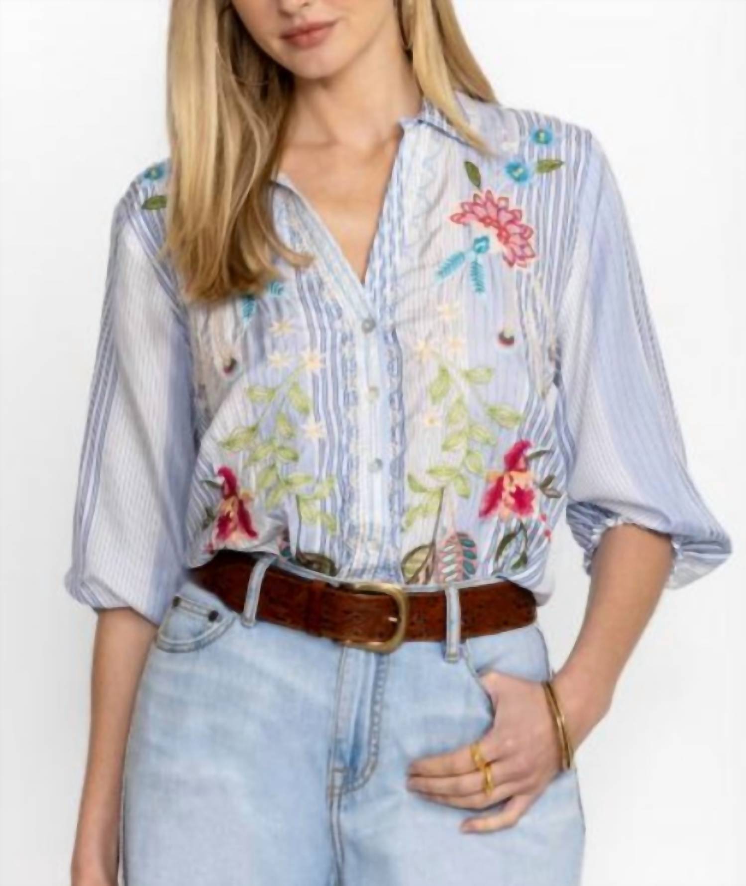 Johnny Was - Emika Relaxed Smocked Shirt