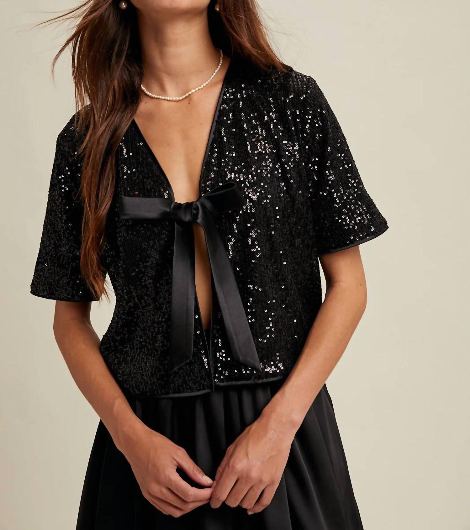 Wishlist - Sequin Bow Detail Top