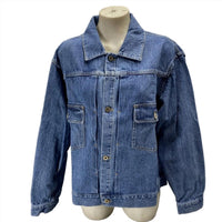 Small Talk Studio - Women's Striped Denim Jacquard Trucker Jacket