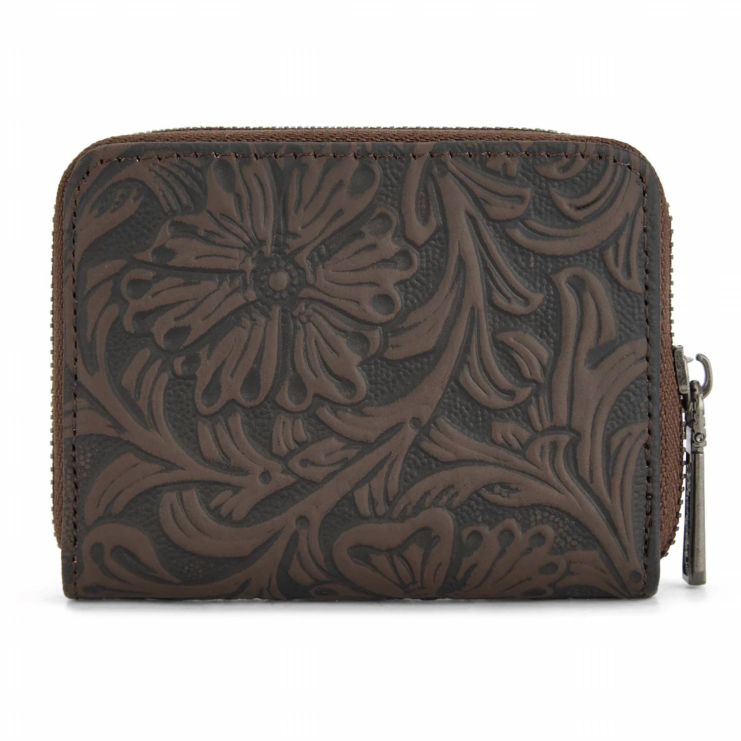 Wrangler Tooled Zip-Around Wallet in coffee - women's bag