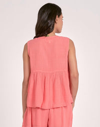 ELAN Sleeveless Gauze Top in coral - women's tank top - alternate view
