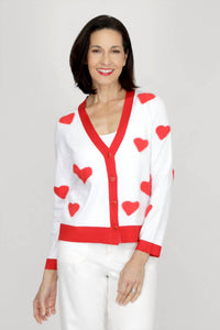 Metric Knits Hearts Cardigan in white - women's cardigan - alternate view