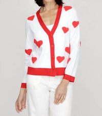 Metric Knits Hearts Cardigan in white - women's cardigan - detail view