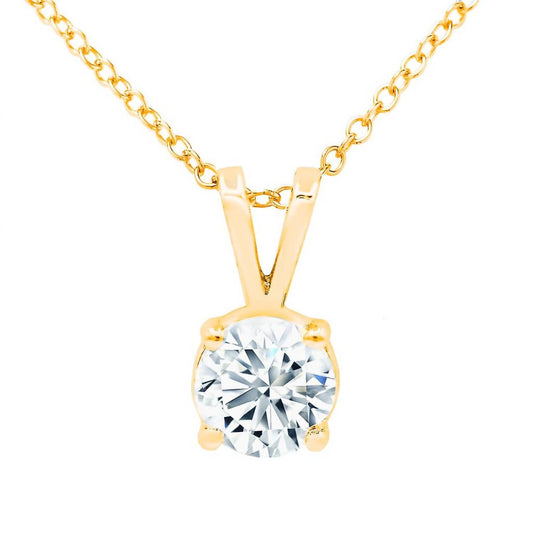 Diana M Jewels - 14kt 0.50 Cts Lab Grown Diamond Solitaire Pendant 3 Prong Necklace