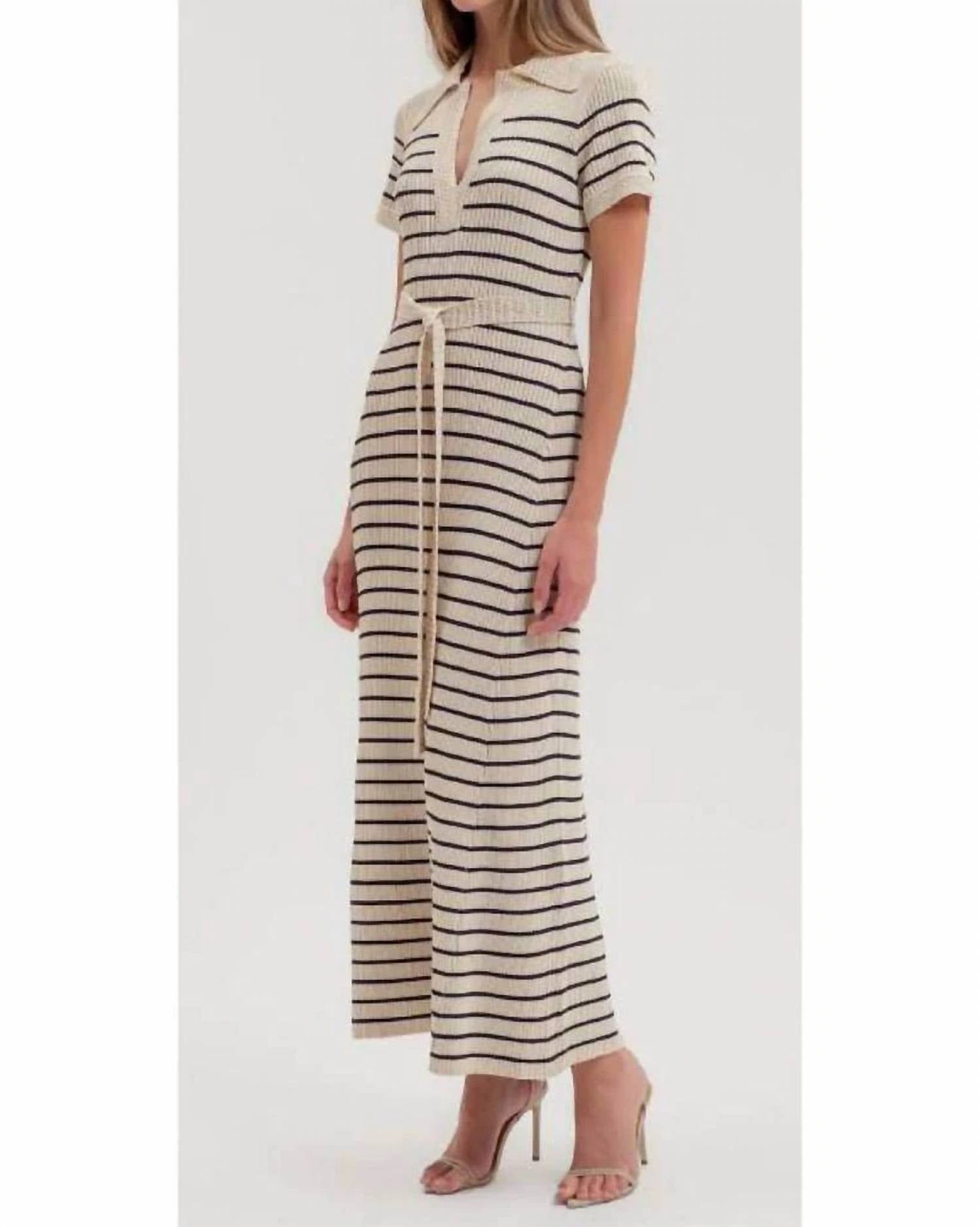 Zoe And Claire - Crochet Belted Midi Dress