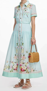 Self-Portrait - Floral Organza Midi Dress