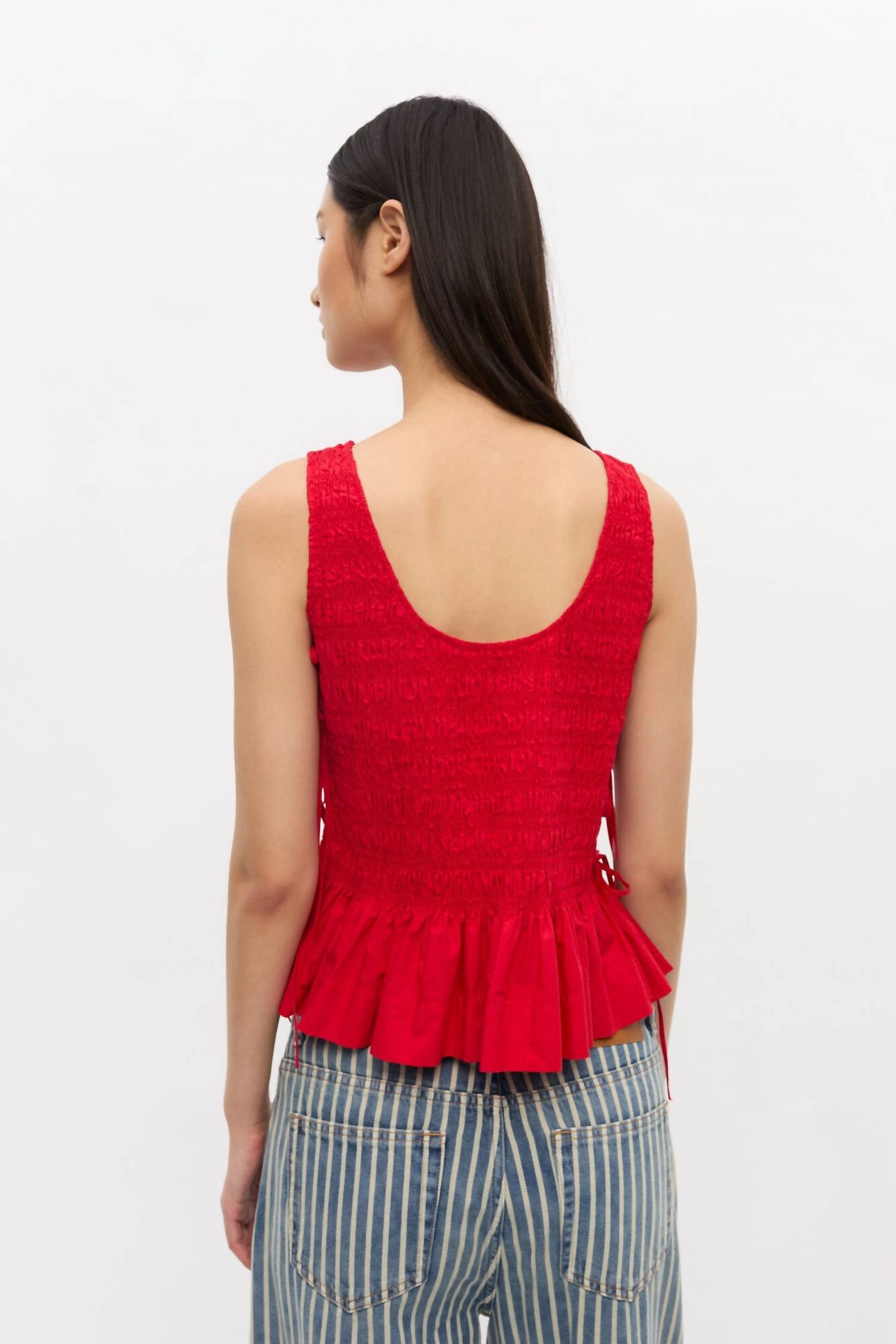 Ganni - Cotton Poplin Smock Tie String Top