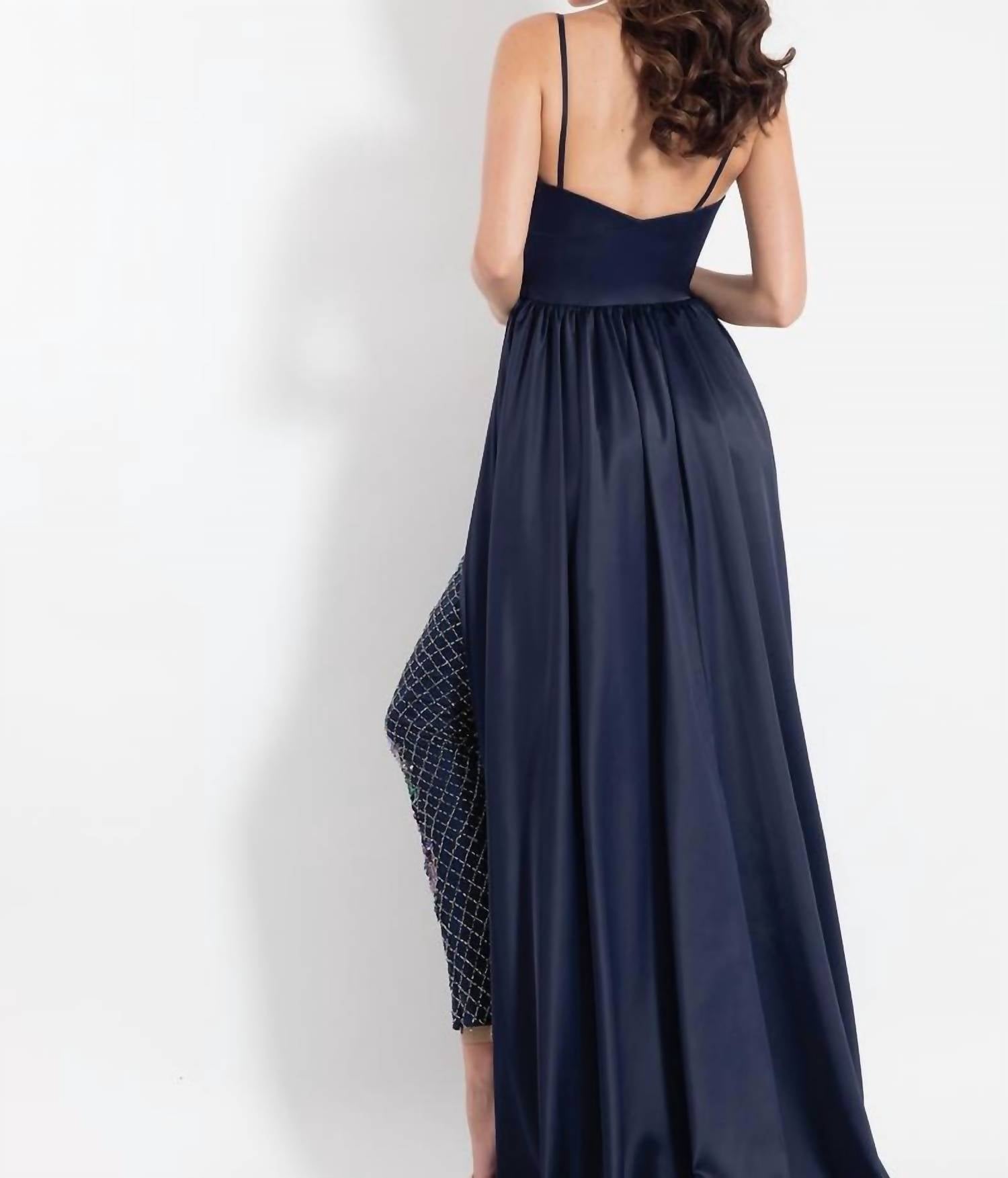 Rachel Allan - Stretch Satin Gown With Beaded Pants