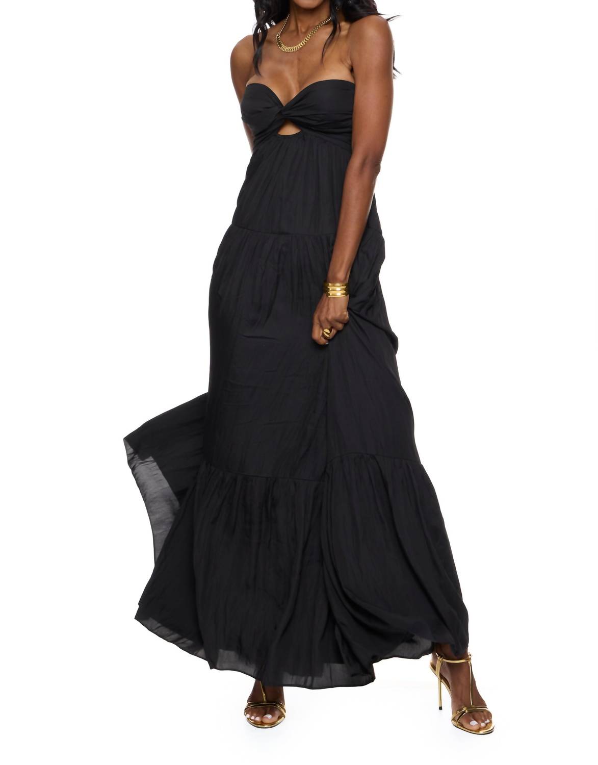 Sky to Moon Paulina Strapless Maxi Dress in black - women's dress - alternate view