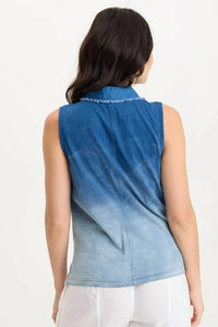 Xcvi - Tague Twill Knotted High-low Snap-up Tank