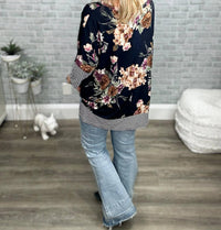 Honeyme - Floral And Stripes Top