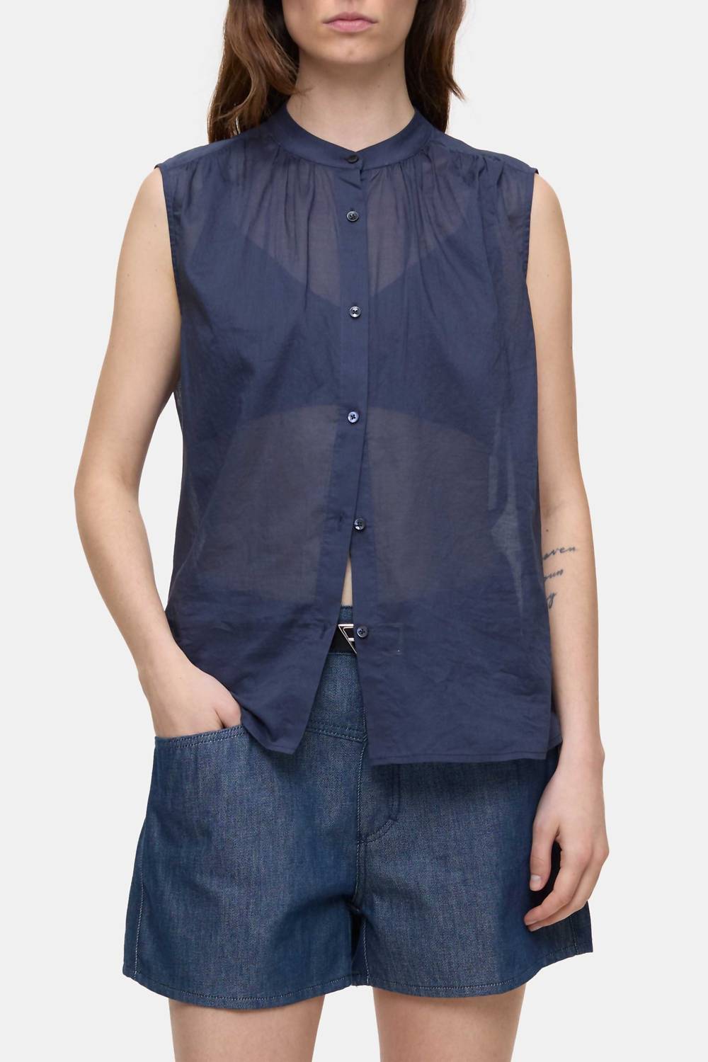 CLOSED Cotton Voile Blouse in space blue - women's blouse - view 4