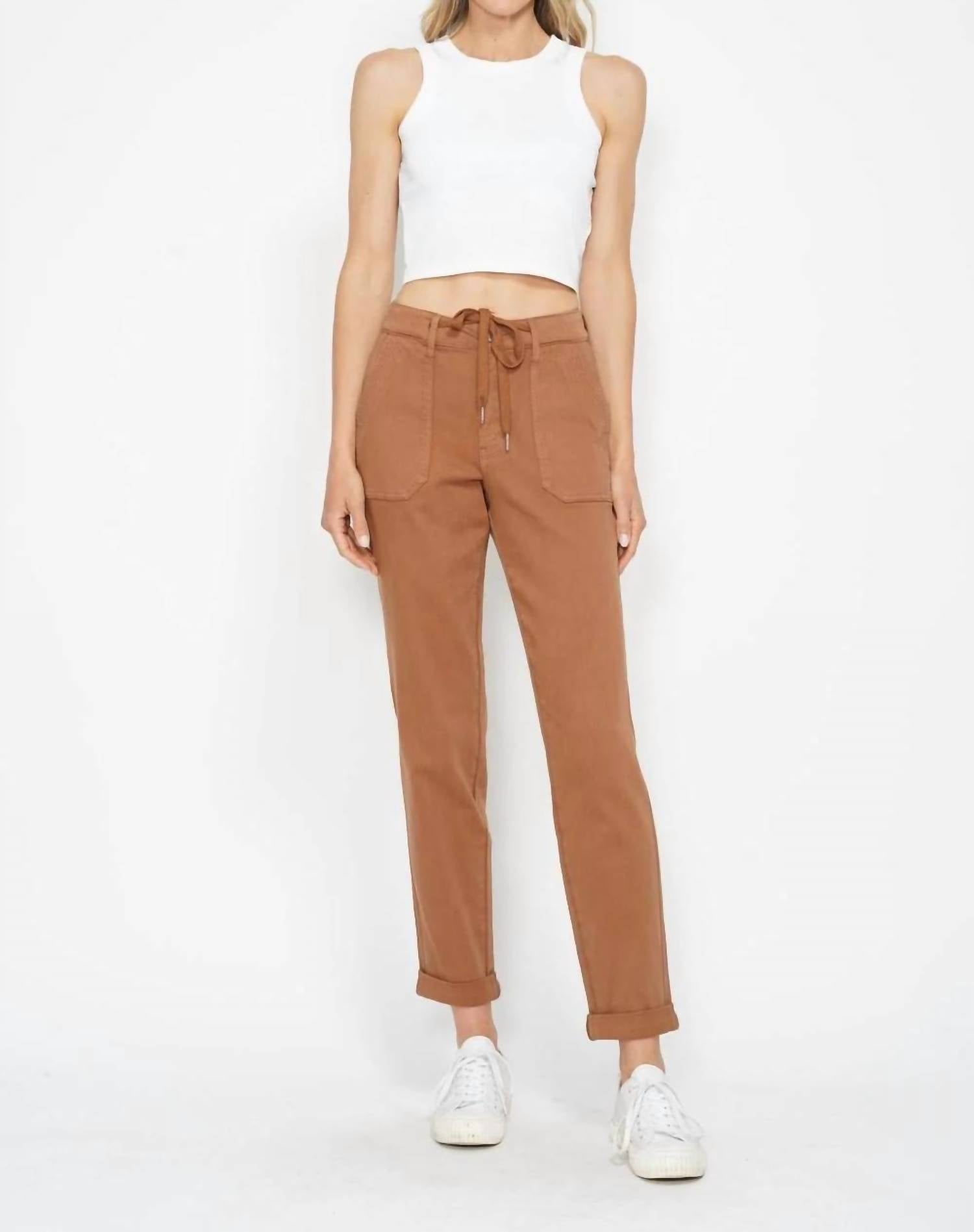 Judy Blue - High Waist Garment Dyed Cuffed Jogger Pants