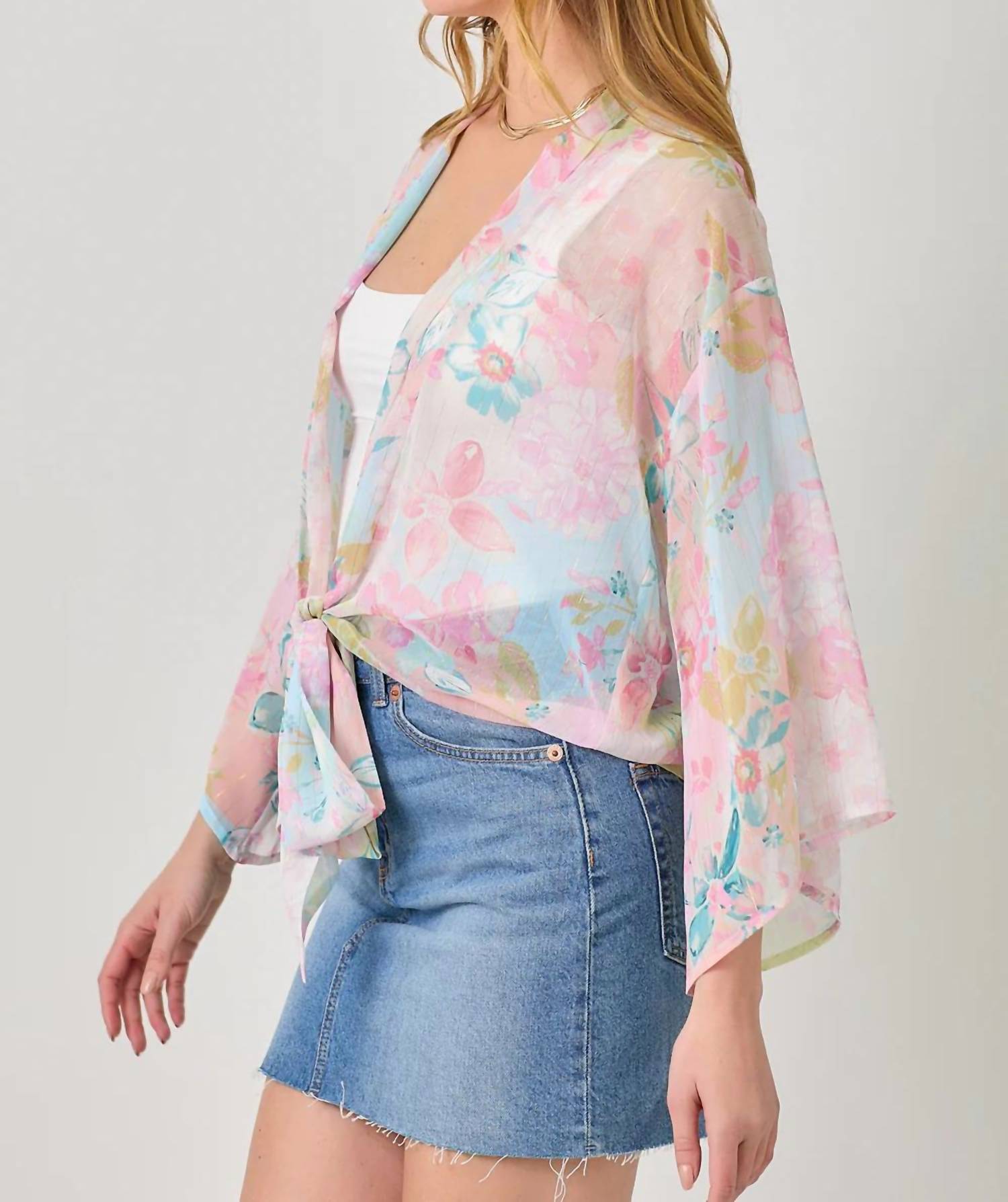 Mystree - Flowy Tie Front Kimono