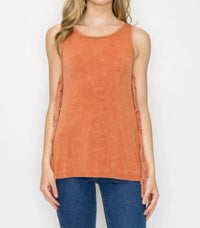 T-Party - Mineral Wash Fringe Side Top