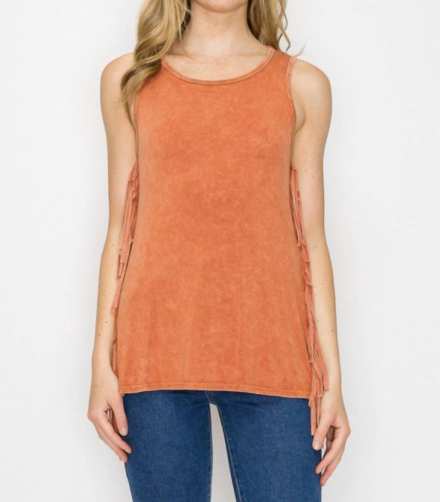 T-Party - Mineral Wash Fringe Side Top