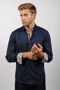 Eight X - Dots Button Down Print Shirt With Trim