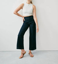 Spanx Zero Waistband Crop Wide Legged Jeans in raw indigo wash - women's jeans