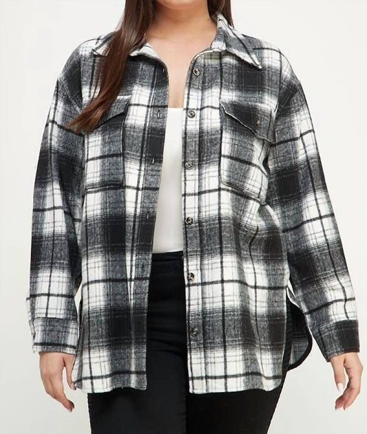 Allie Rose - Brushed Plaid Shirt Jacket