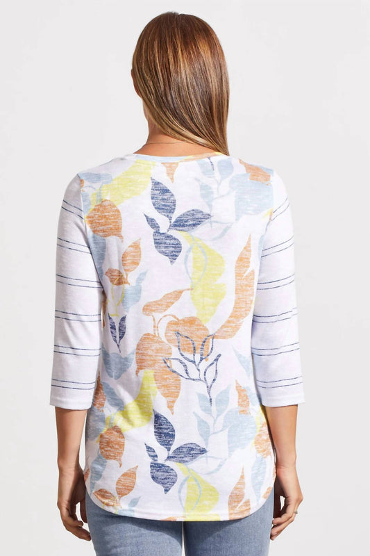 Tribal - Three Quarter Sleeve Mixed Print Top