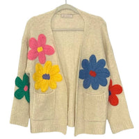 Made In Italy - Floral Applique Open Cardigan