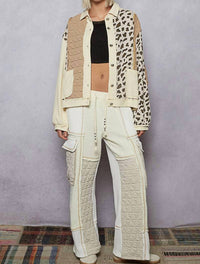 POL Floral Animal Print Contrast Color Block Quilted Jacket in cream multi - women's jacket - view 5