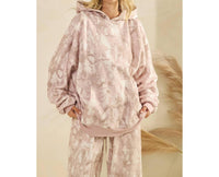 Veveret Printed Fleece Hoodie in pink camo - women's top