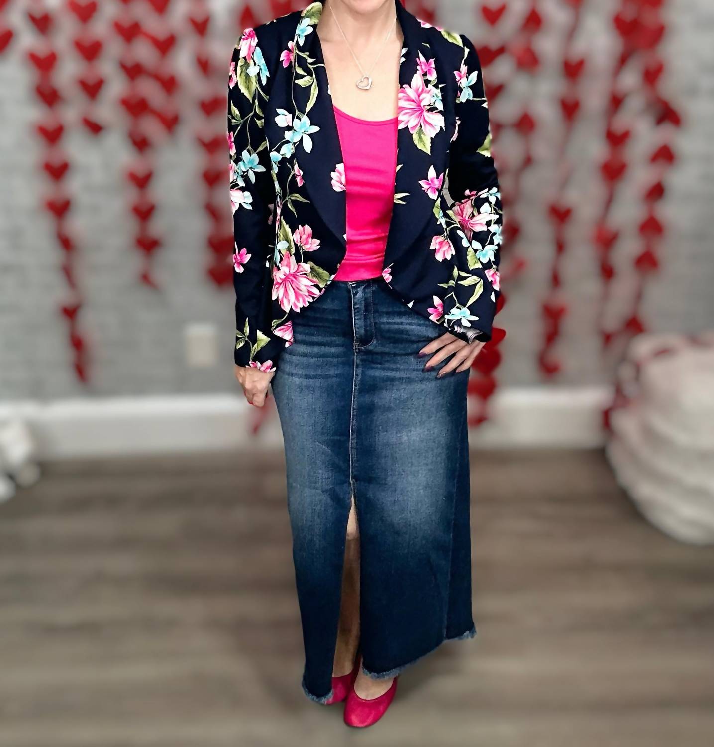 Heimish Usa - Stretchy Floral Figure Flattering Blazer